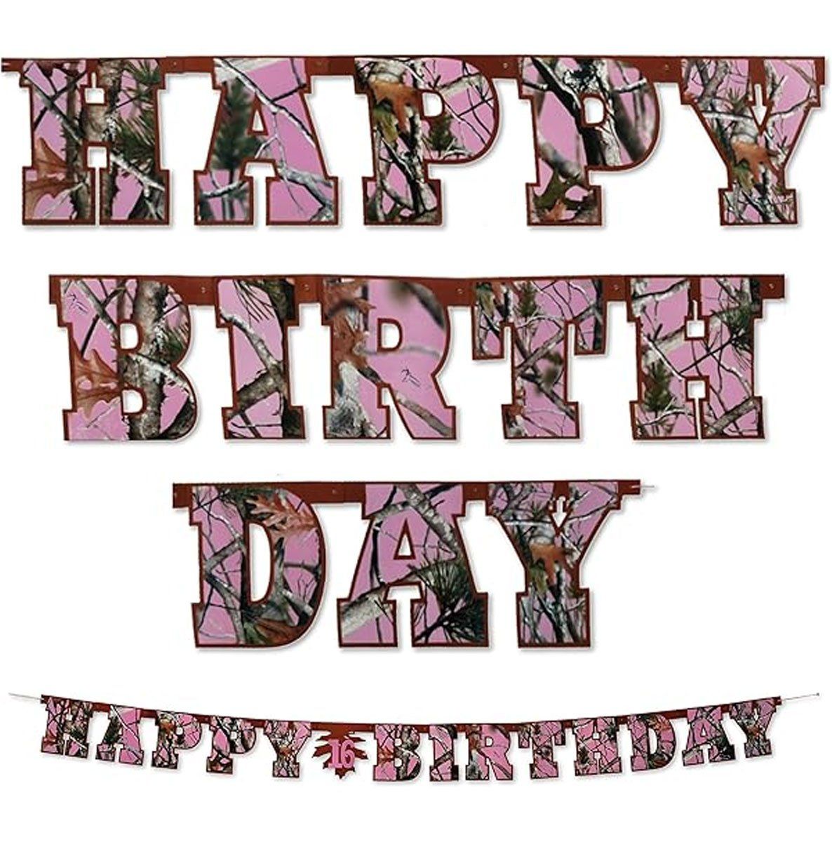 Next Camo Pink Banner "Happy Birthday"