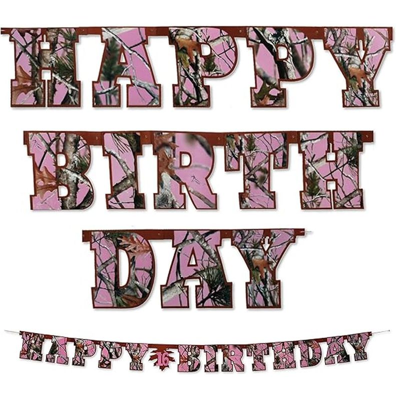 Next Camo Pink Banner "Happy Birthday"