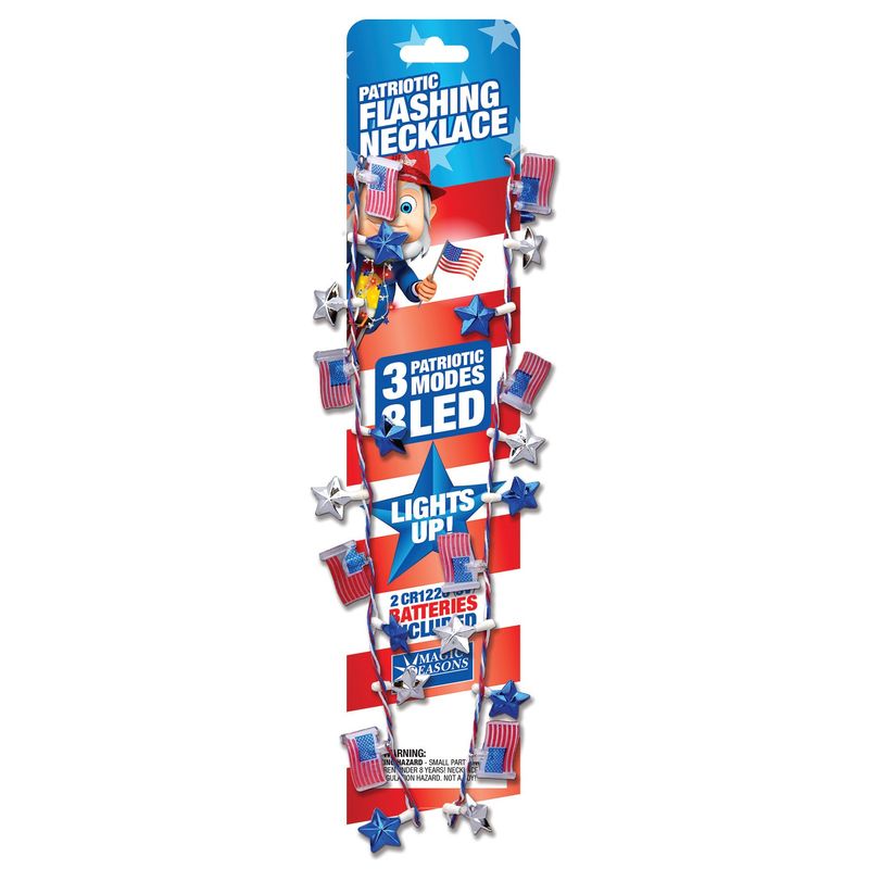PATRIOTIC FLASHING NECKLACE STARS