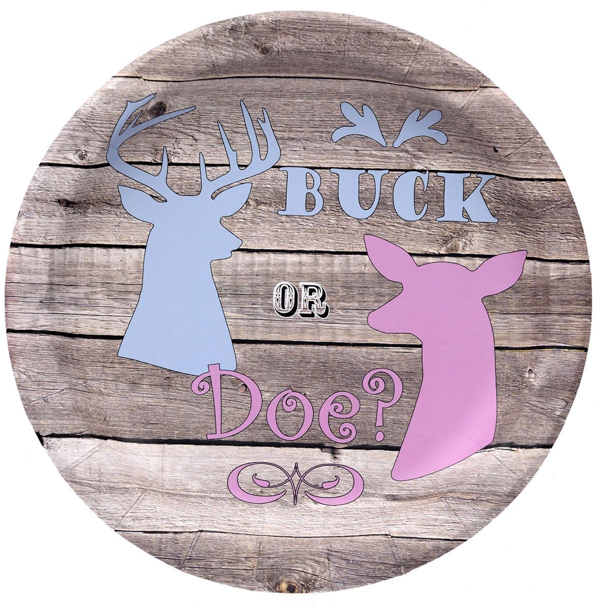 Gender Reveal – Plates Round 9″ “Buck or Doe?” 8-pack Gender Reveal – Plates Round 9″ “Buck or Doe?” 8-pack