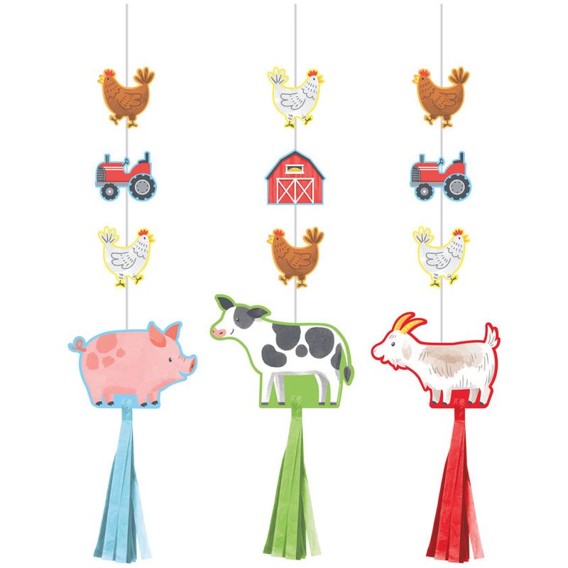 3CT HANG W/ TASSELS FARM ANIMALS