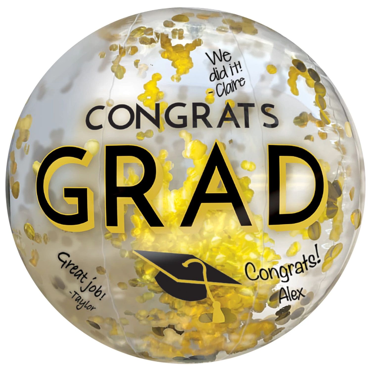 BEACH BALL W/CONFETTI CONGRATS GRAD