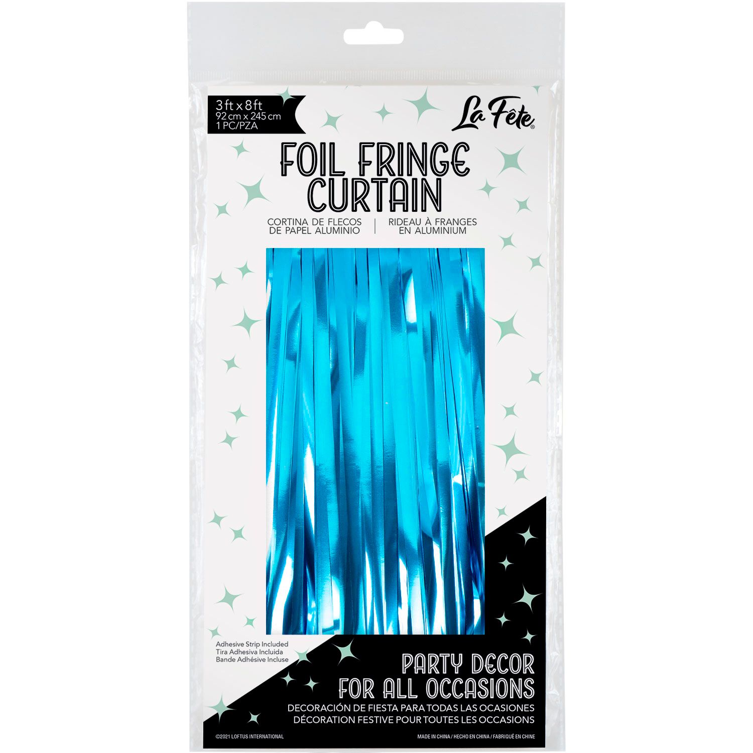 FRINGE DOOR CURTAIN LT BLUE