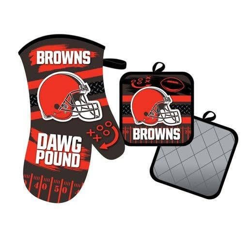 OVEN MIT &amp; POT HOLDER CLEVELAND BROWNS