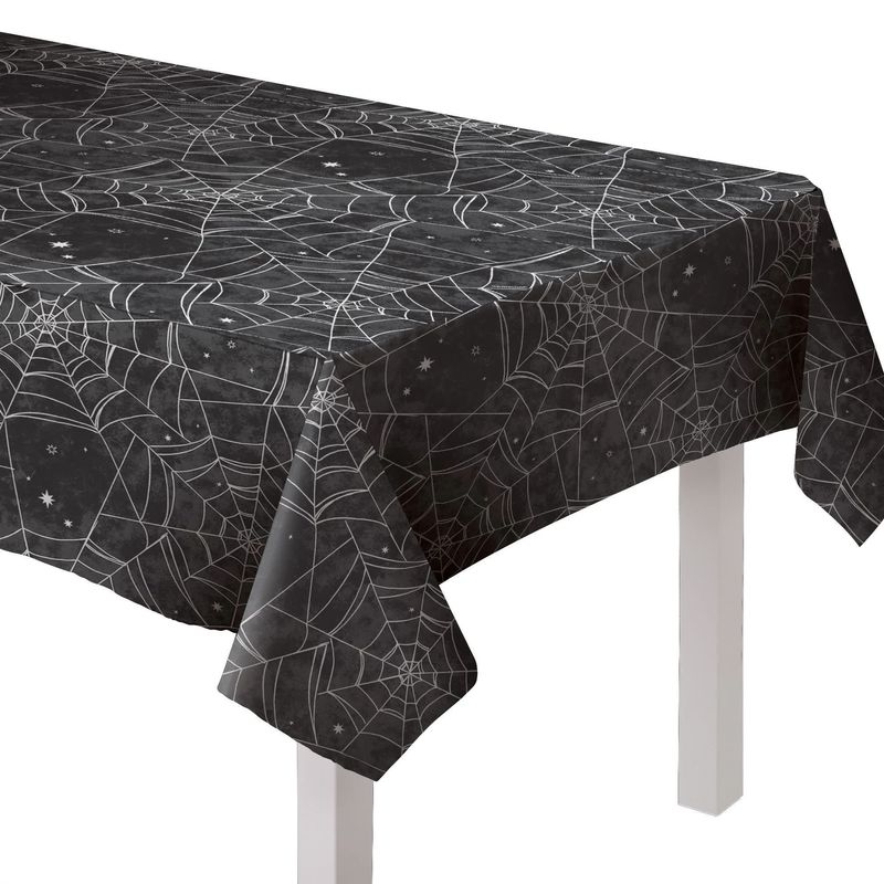 Spider Web Night Flannel-Backed Tablecover