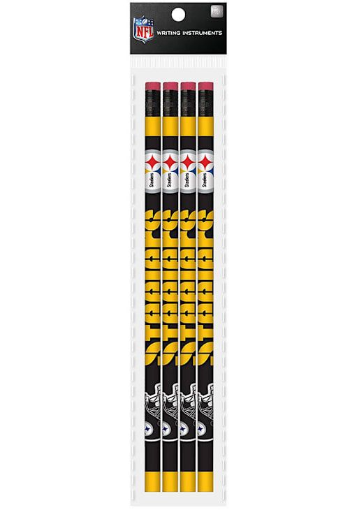 4CT WOOD PENCILS PITTSBURGH STEELERS