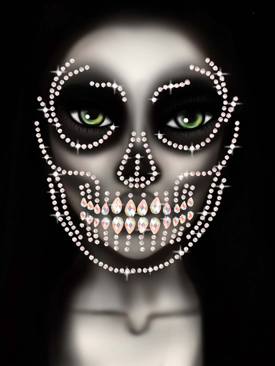 GLOW SKULL FACE JEWELS