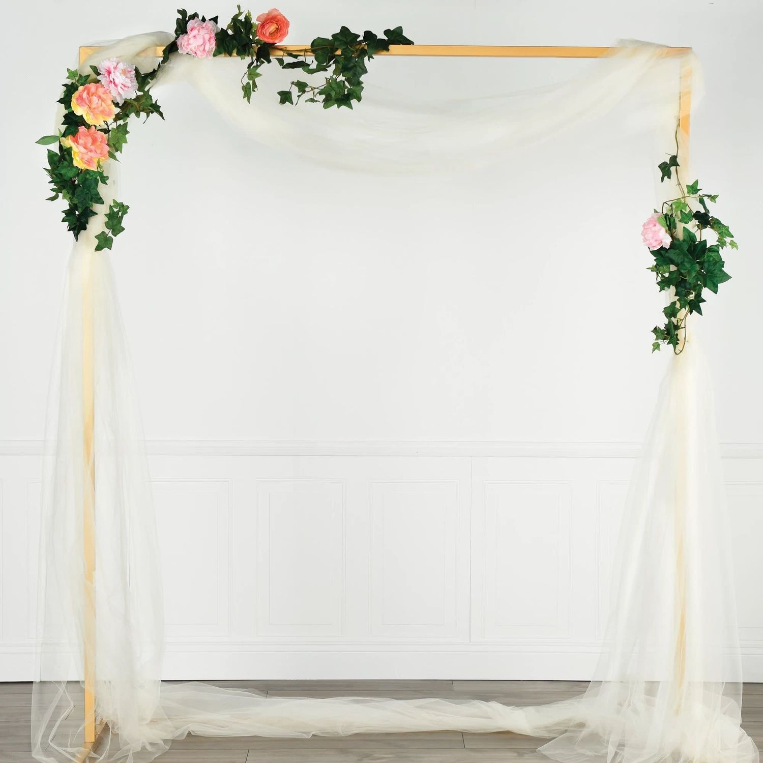Gold Metal Rectangular Wedding Arch