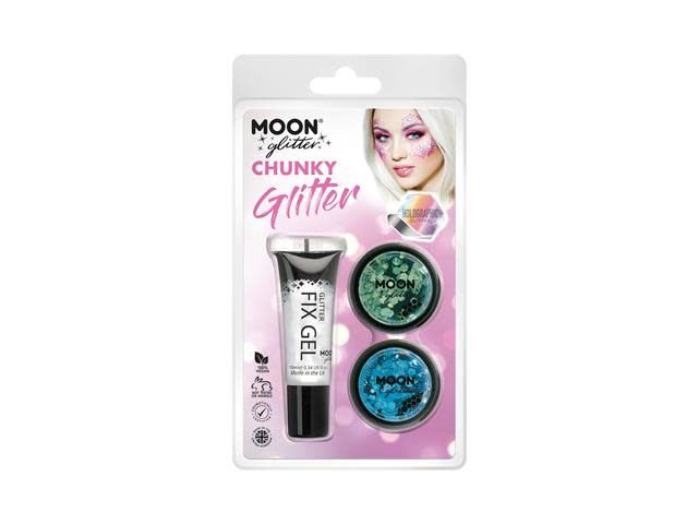 Fix Gel, Green, Blue - Iridescent Chunky Glitter