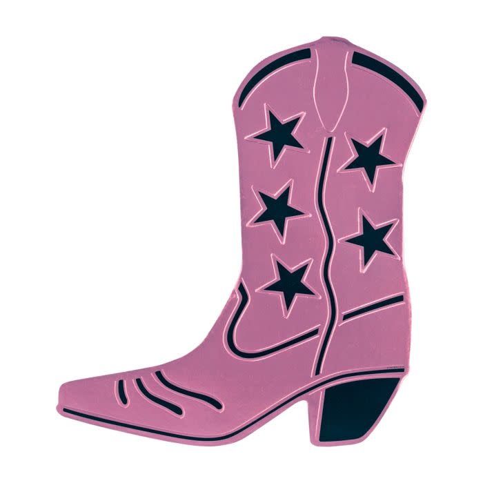 Foil Cowboy Boot Silhouette-Pink
