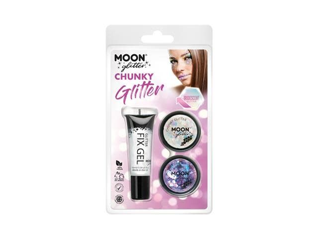 Fix Gel, White, Purple - Iridescent Chunky Glitter