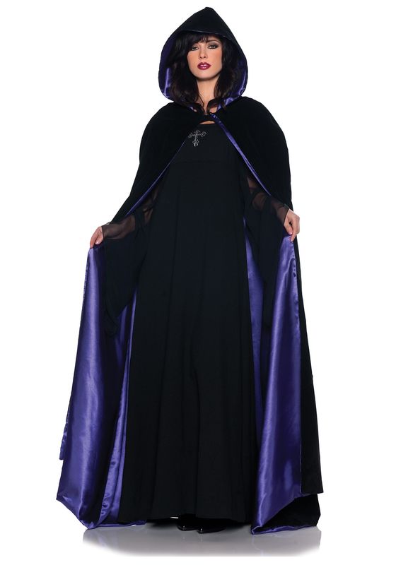 BLACK VELVET W/ PURPLE LINING CAPE