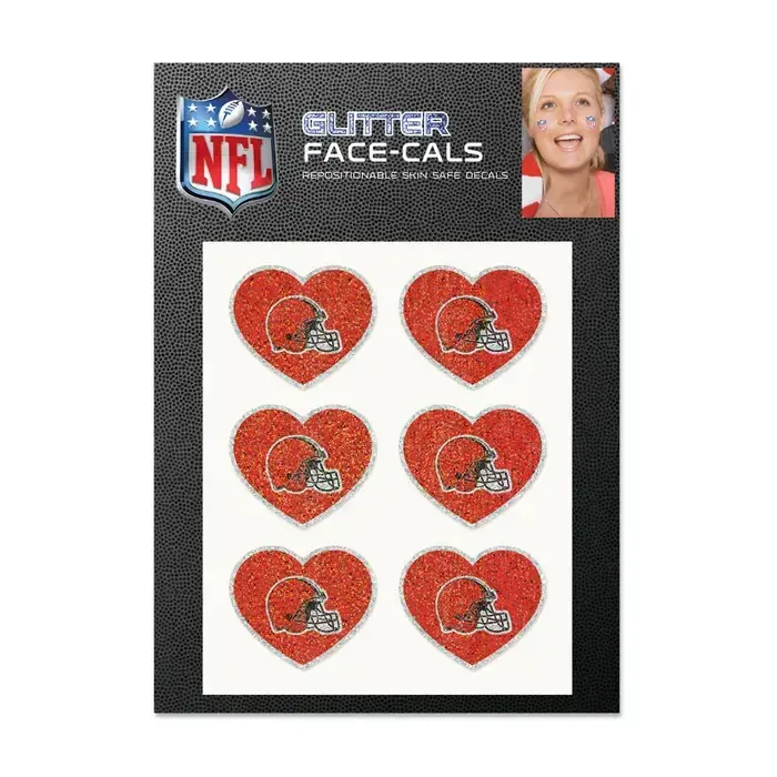 6CT FACE-CALS GLITTER HEART BROWNS