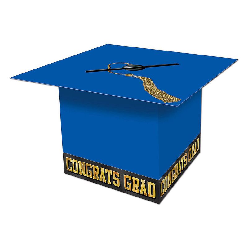 GRAD CAP CARD BOX BLUE