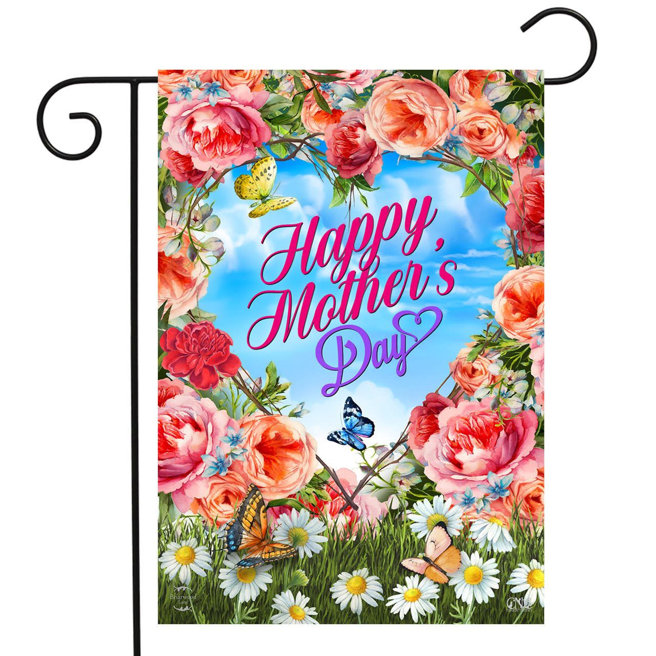 GARDEN FLAG MOTHER'S DAY FLORAL HEART