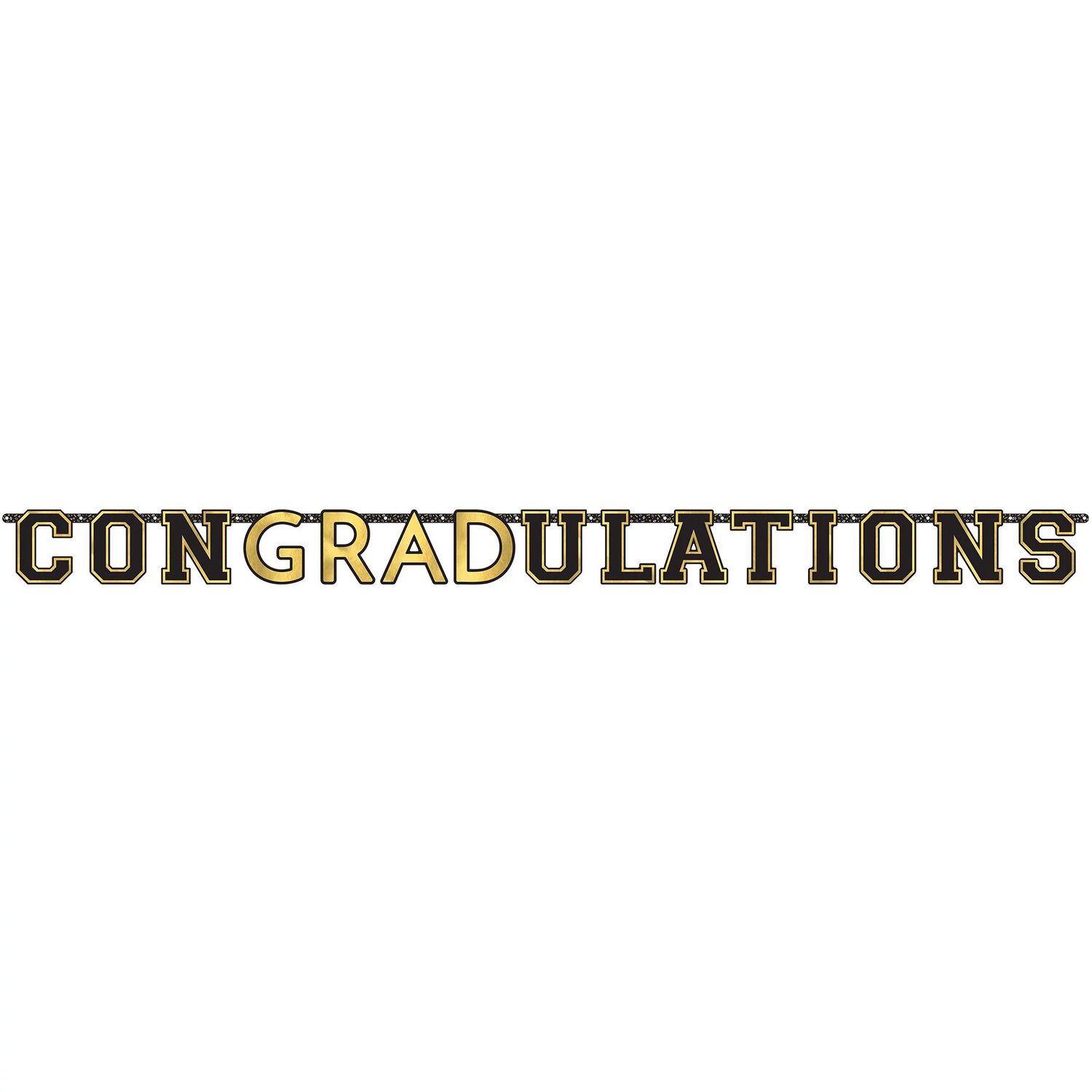 Black &amp; Gold ConGRADulations Graduation Letter Banner - 10.85ft