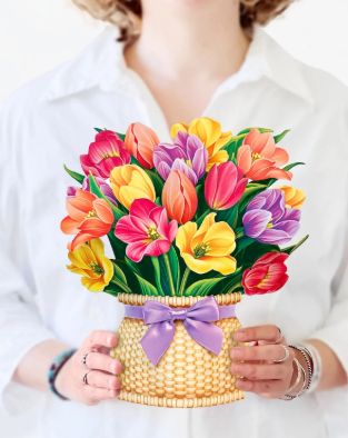 Festive Tulips Pop Up Flower Bouquet