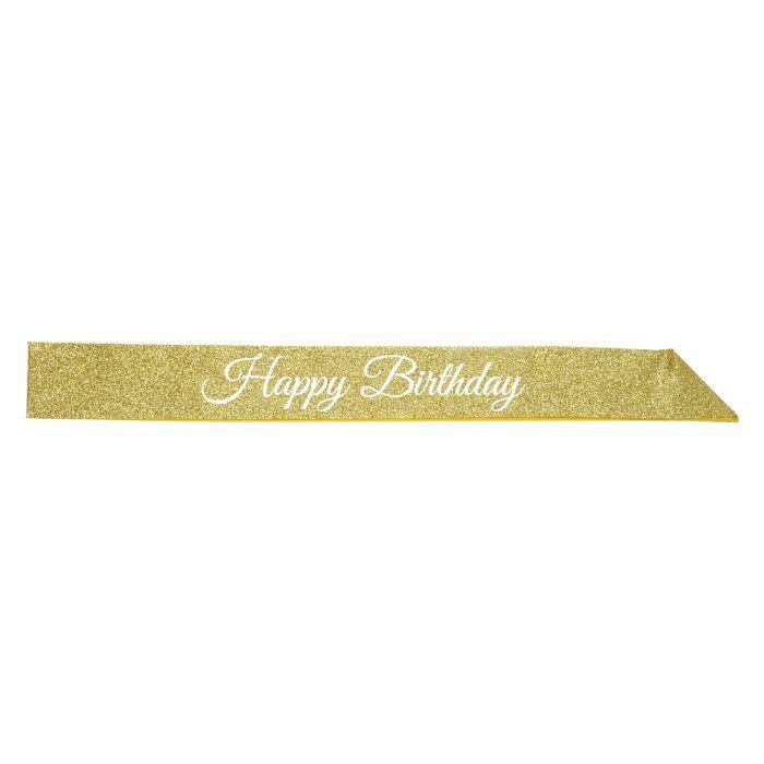 Happy Birthday Glittered Sash-gold