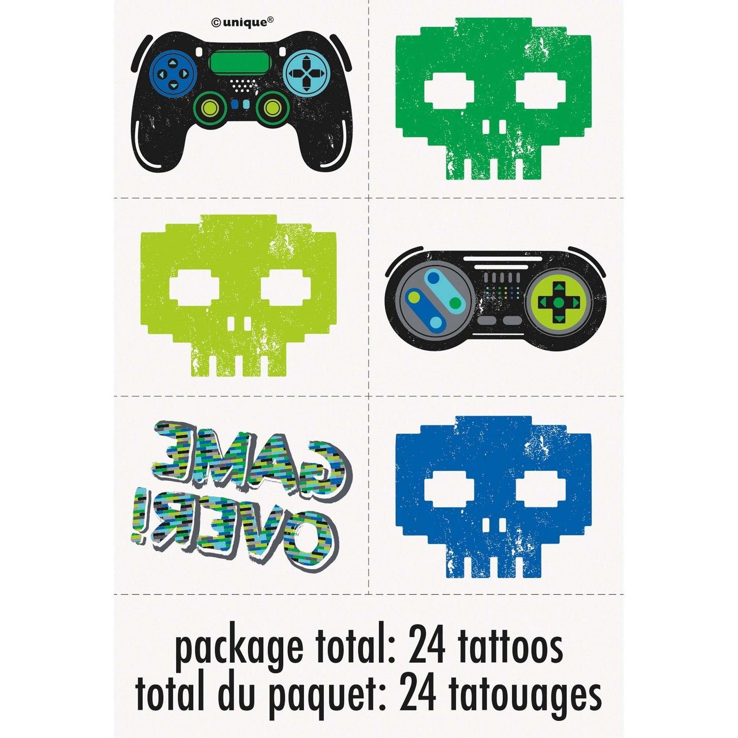 Gamer Birthday Tattoos - 24 Count