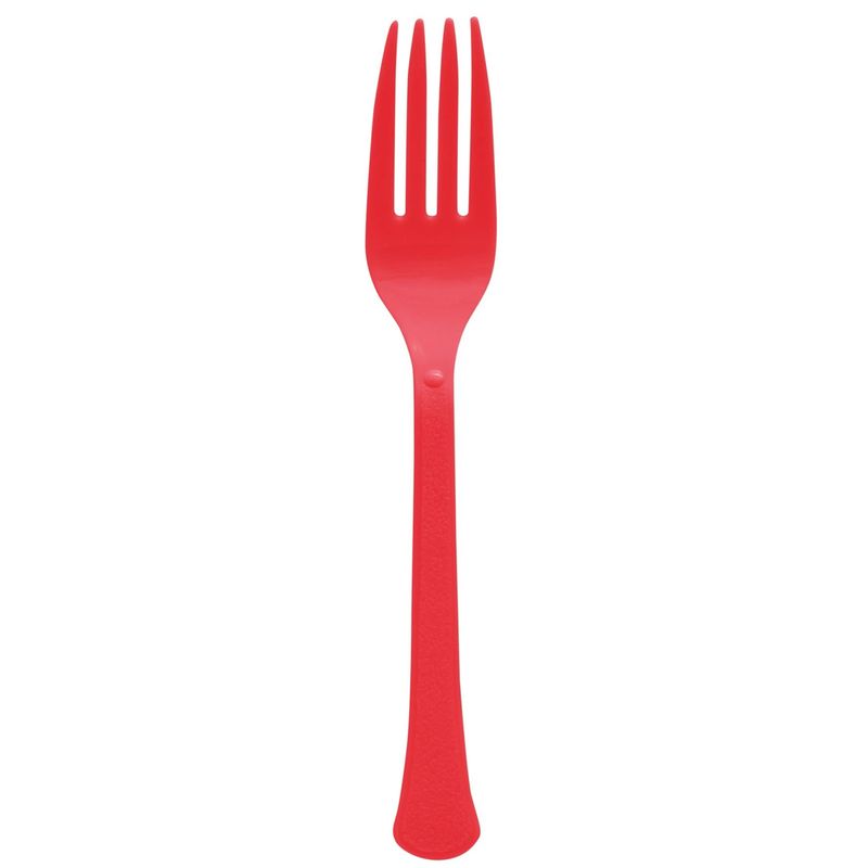 50ct Reusable Plastic Forks - Apple Red