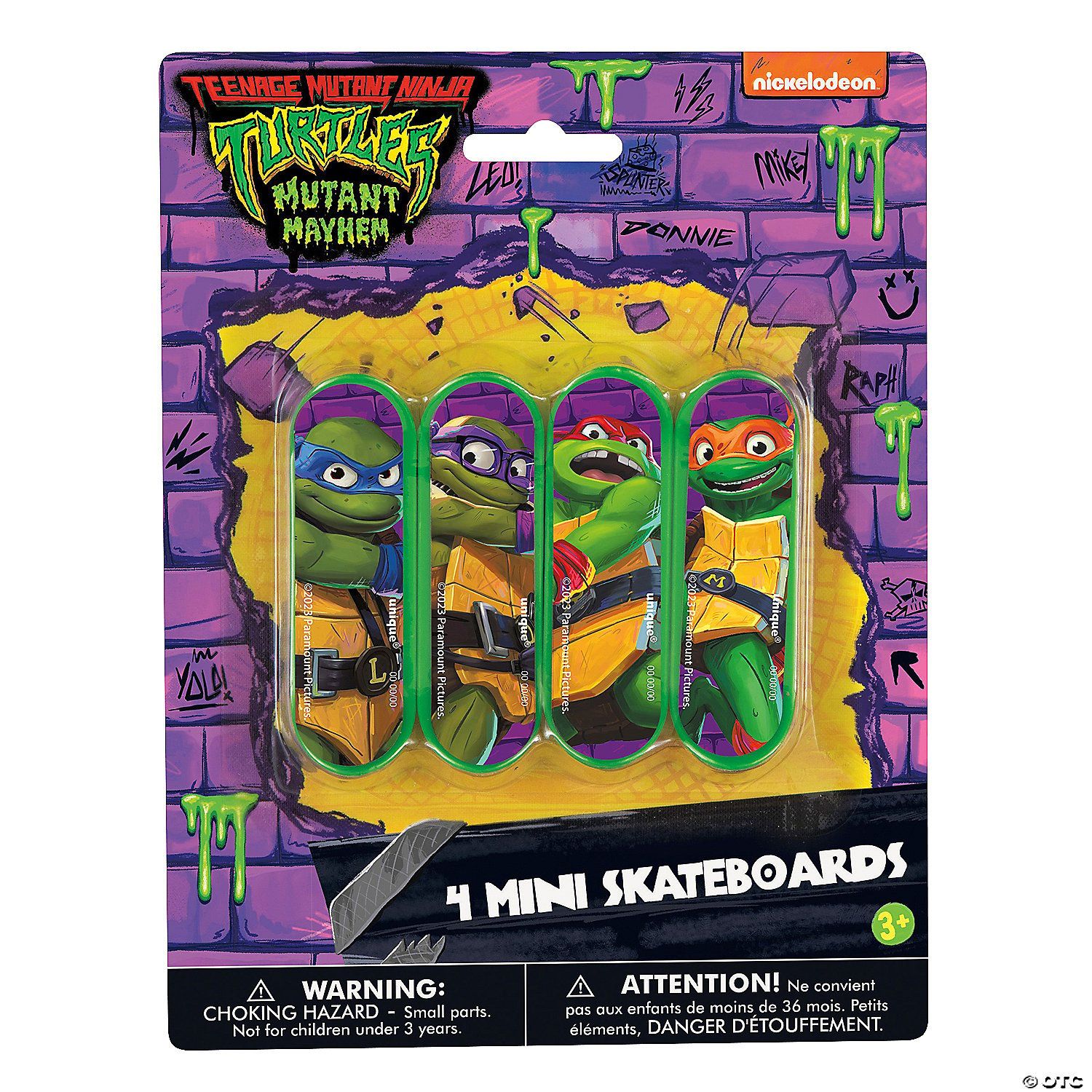 4ct Mini Skateboards TMNT Mutant Mayhem