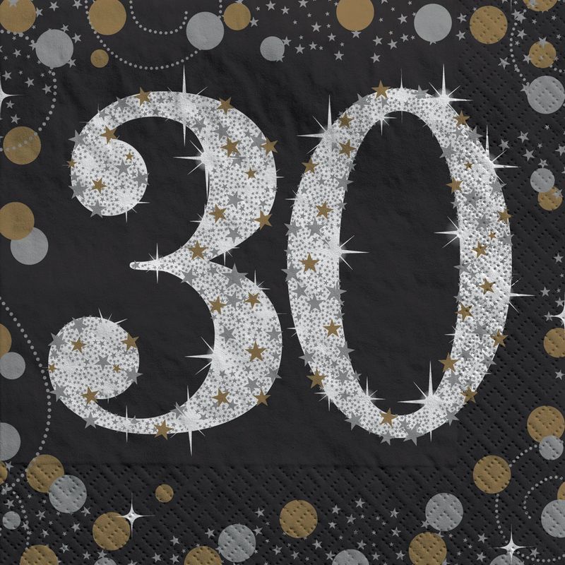 Sparkling Celebration 30 Happy Birthday Beverage Napkin 16 count