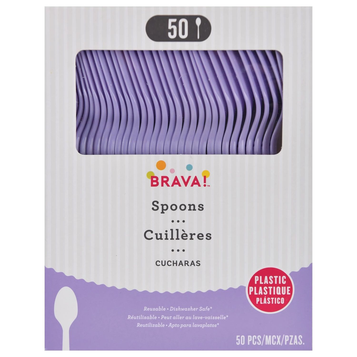 50ct Reusable Plastic Spoons - Lavender