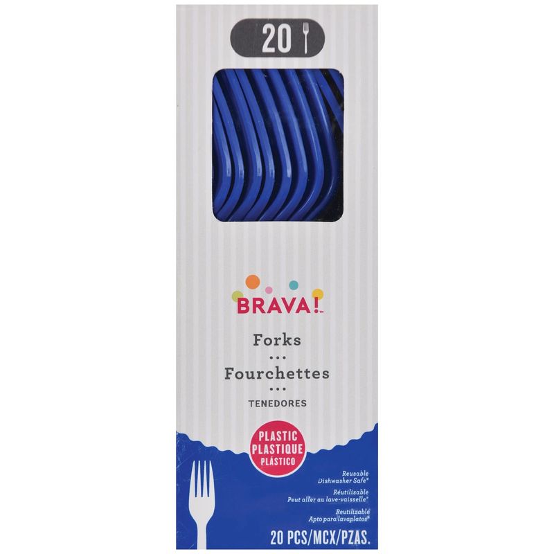 20ct Reusable Plastic Forks - Bright Royal Blue