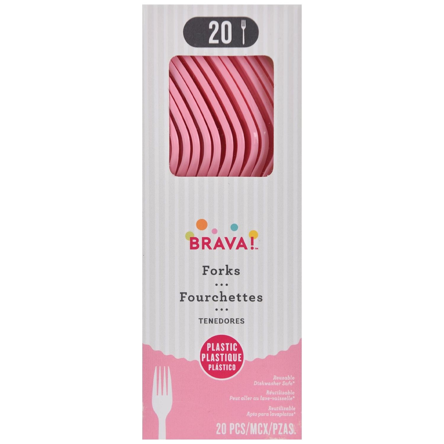 20ct Reusable Plastic Forks - New Pink