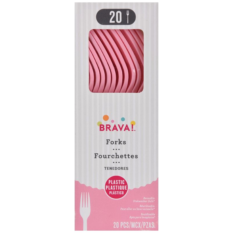 20ct Reusable Plastic Forks - New Pink