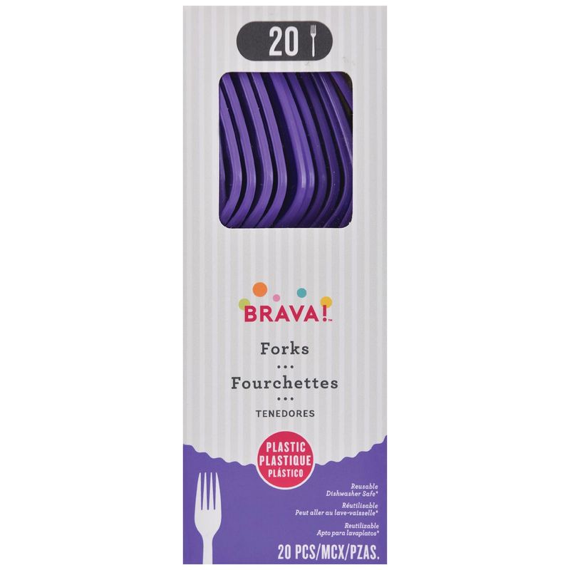 20ct Reusable Plastic Forks - New Purple