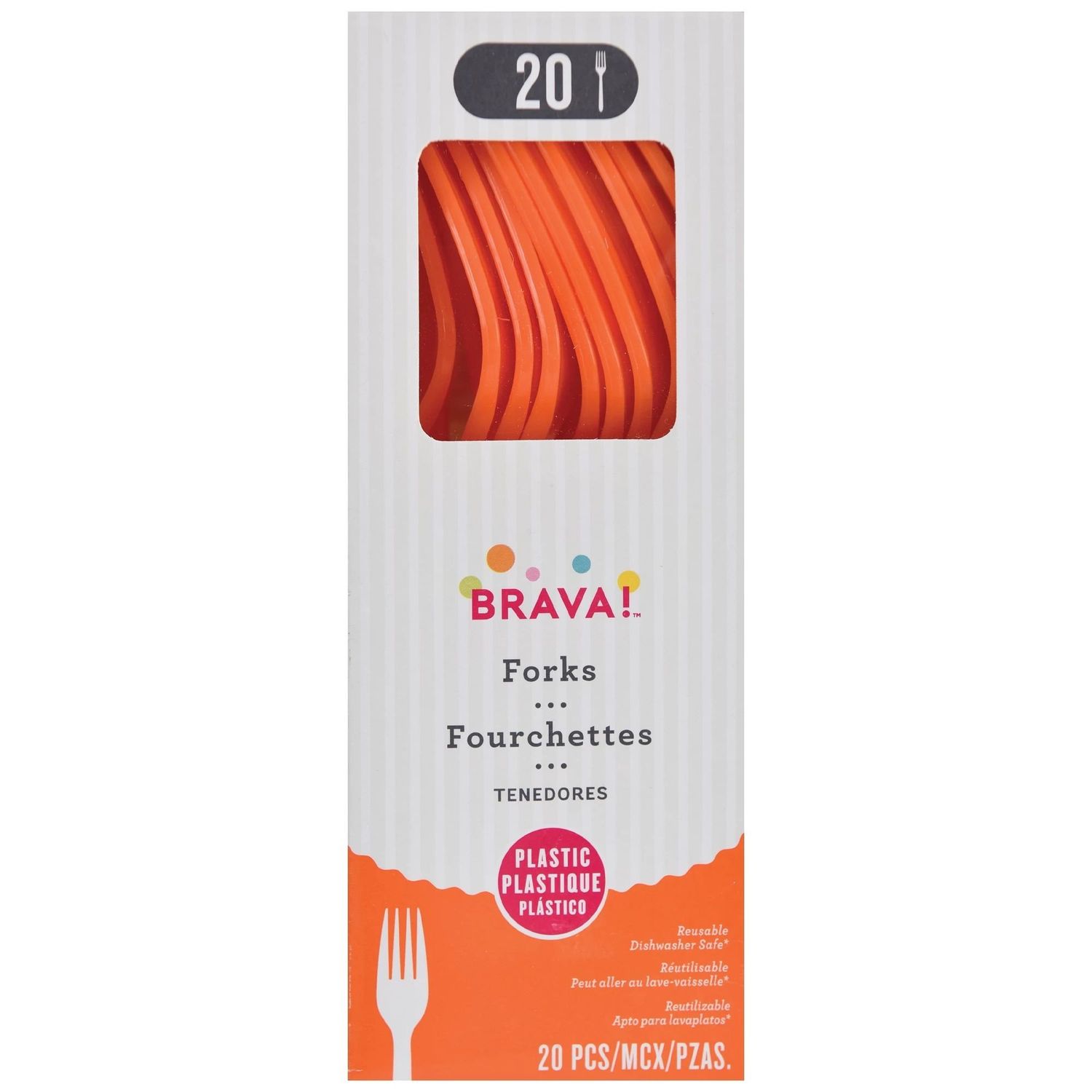 20ct Reusable Plastic Forks - Orange Peel