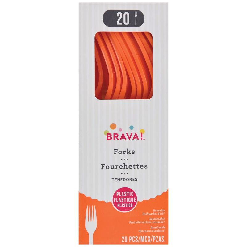 20ct Reusable Plastic Forks - Orange Peel
