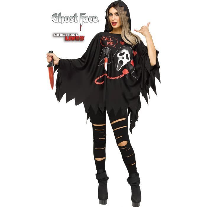 GHOST FACE HOODED PONCHO