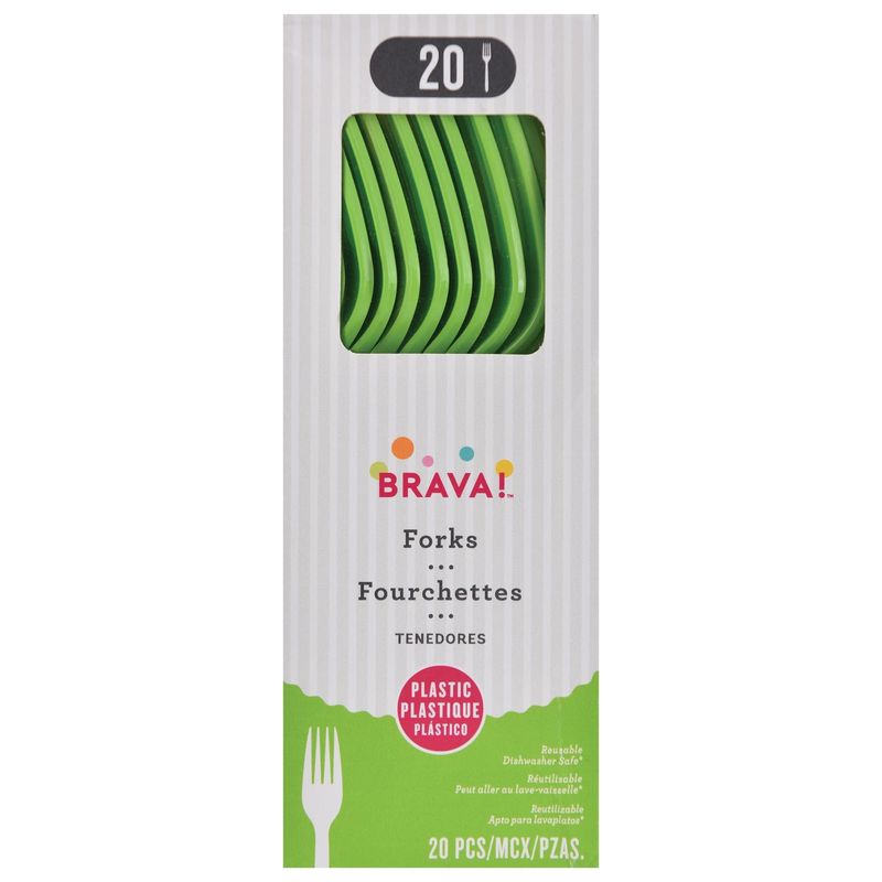 20ct Reusable Plastic Forks - Kiwi