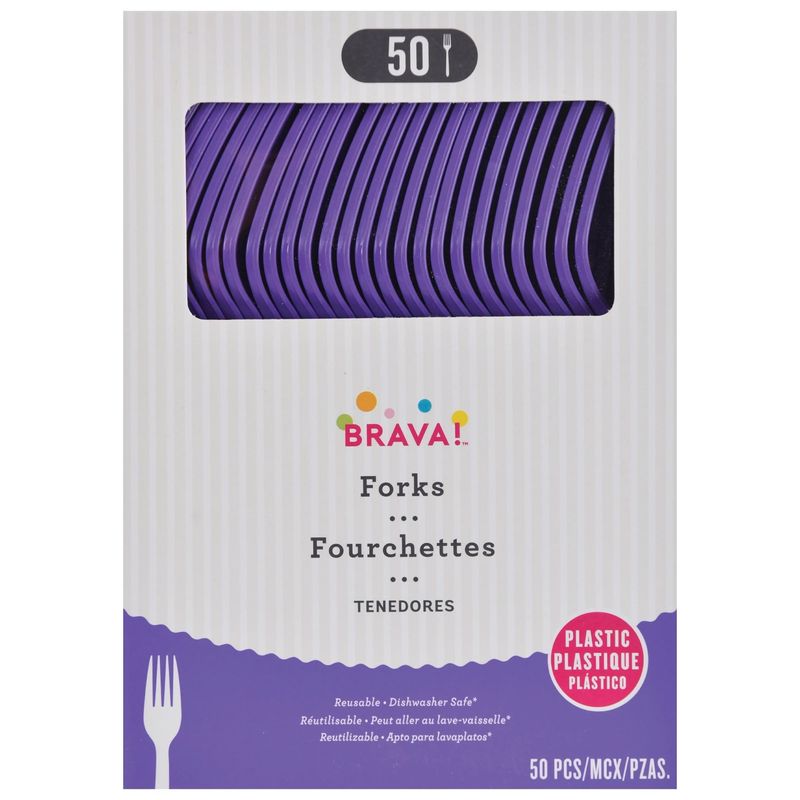50ct Reusable Plastic Forks -New Purple
