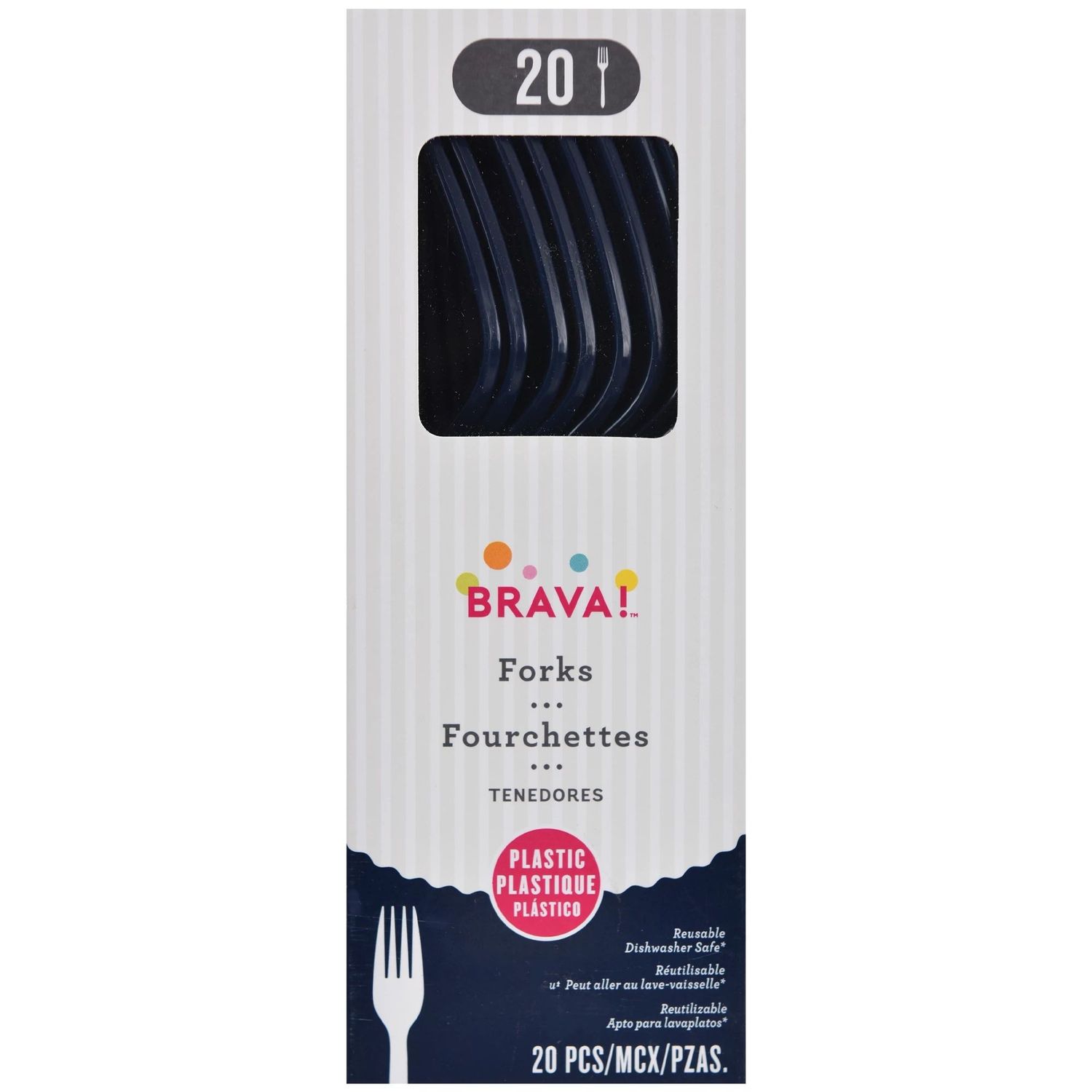 20ct Reusable Plastic Forks - True Navy