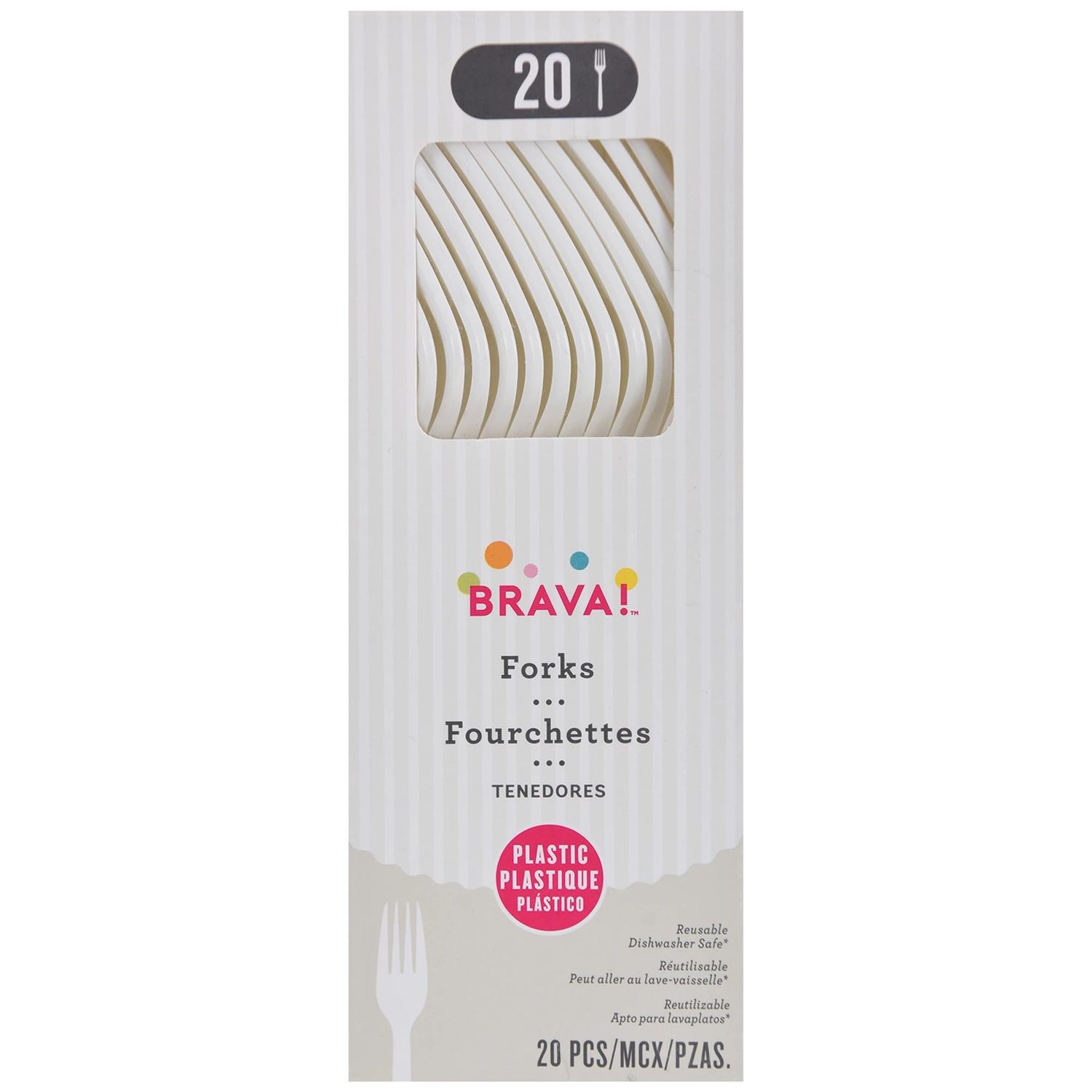 20ct Reusable Plastic Forks - Frosty White