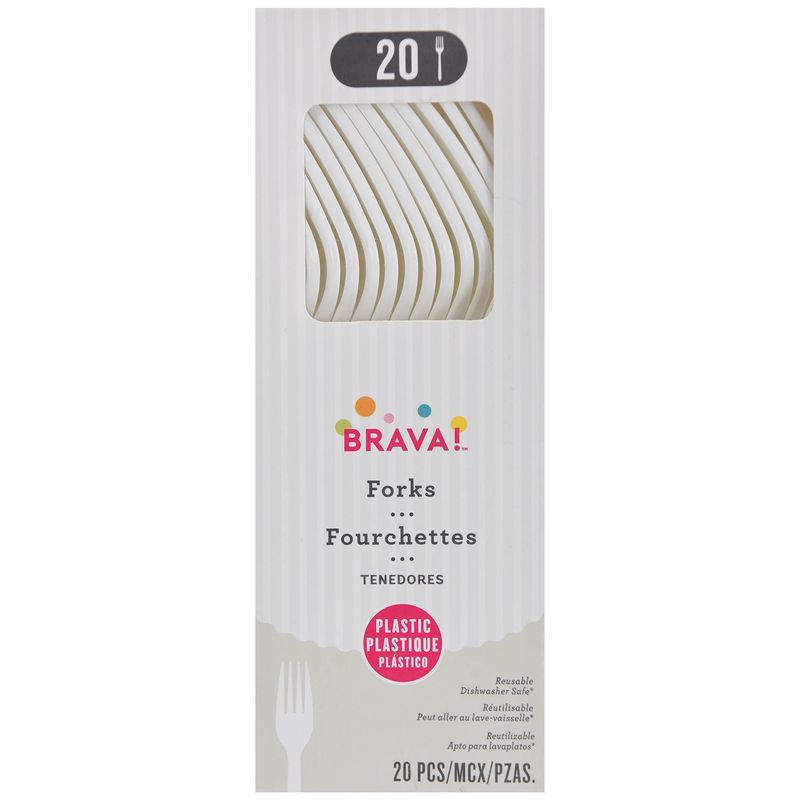 20ct Reusable Plastic Forks - Frosty White
