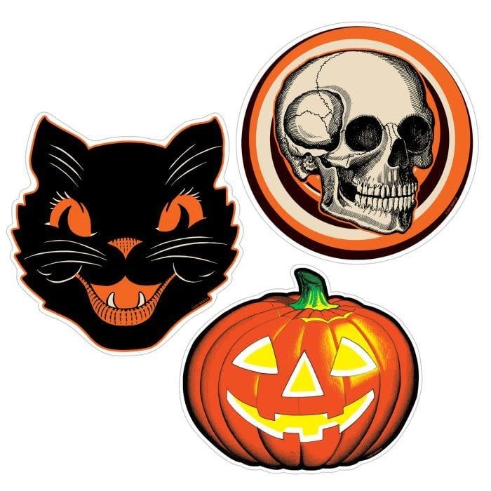 Plastic Vintage Halloween Cutouts-3ct