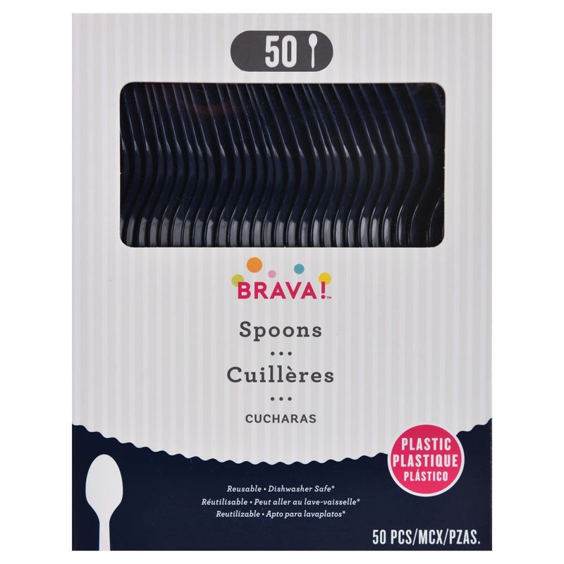 50ct Reusable Plastic Spoons - True Navy