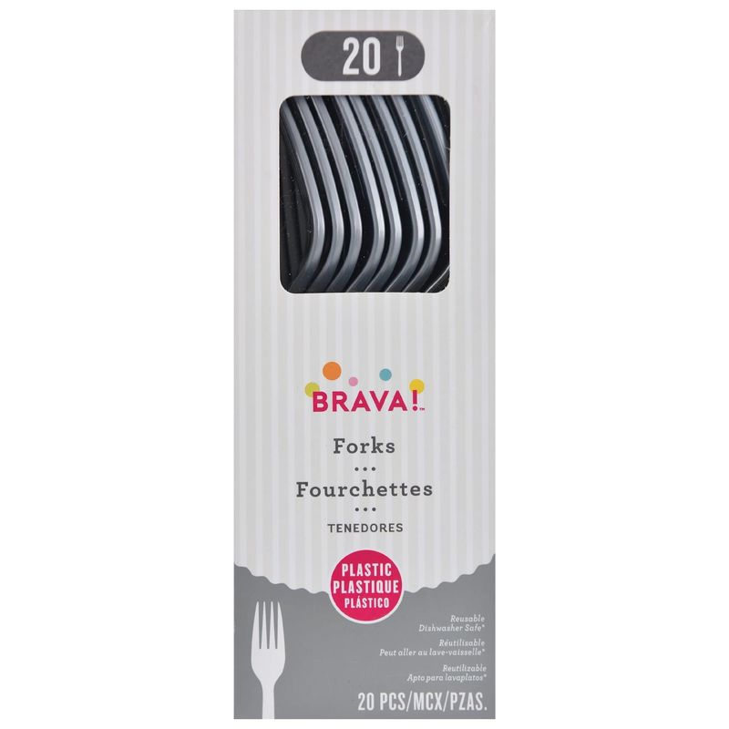 20ct Reusable Plastic Forks - Silver