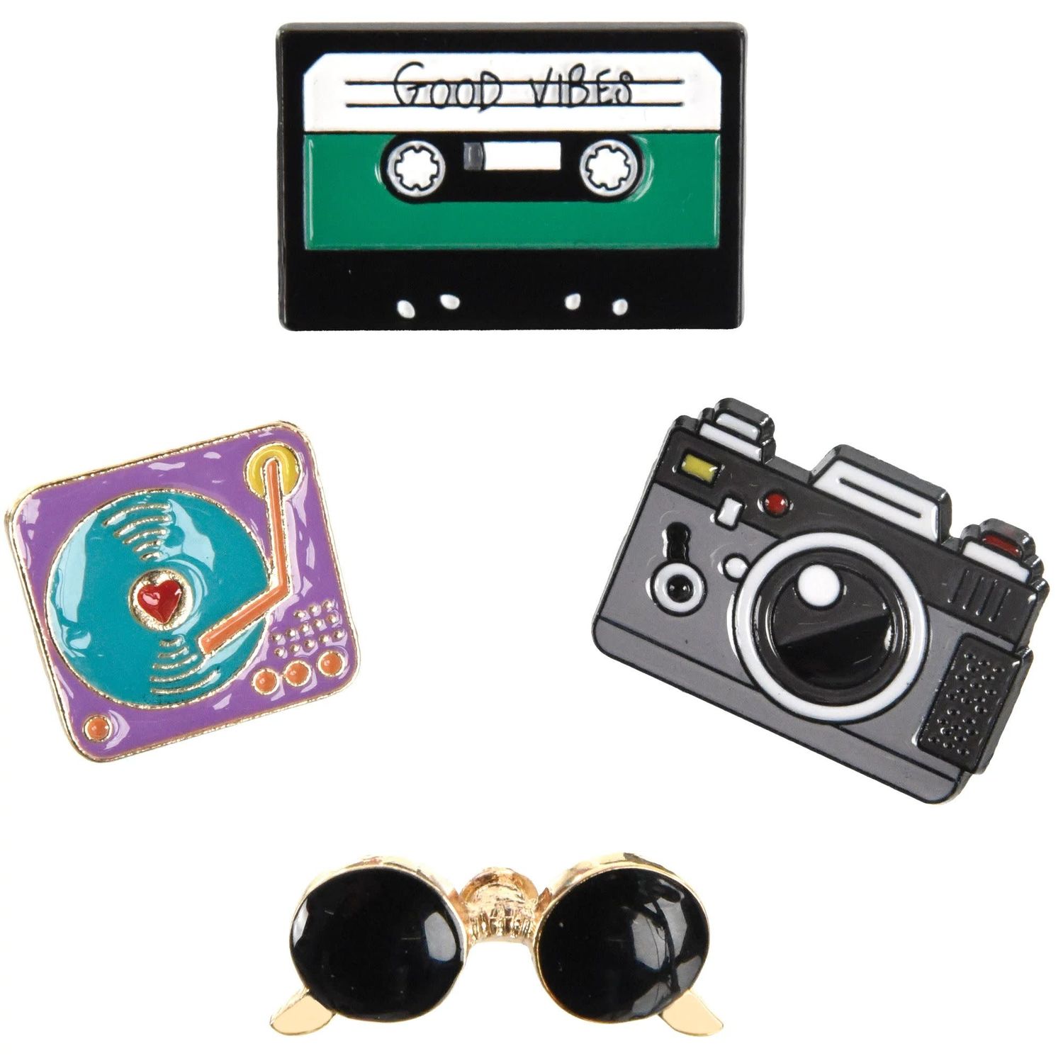 Retro Enamel Pins-4ct