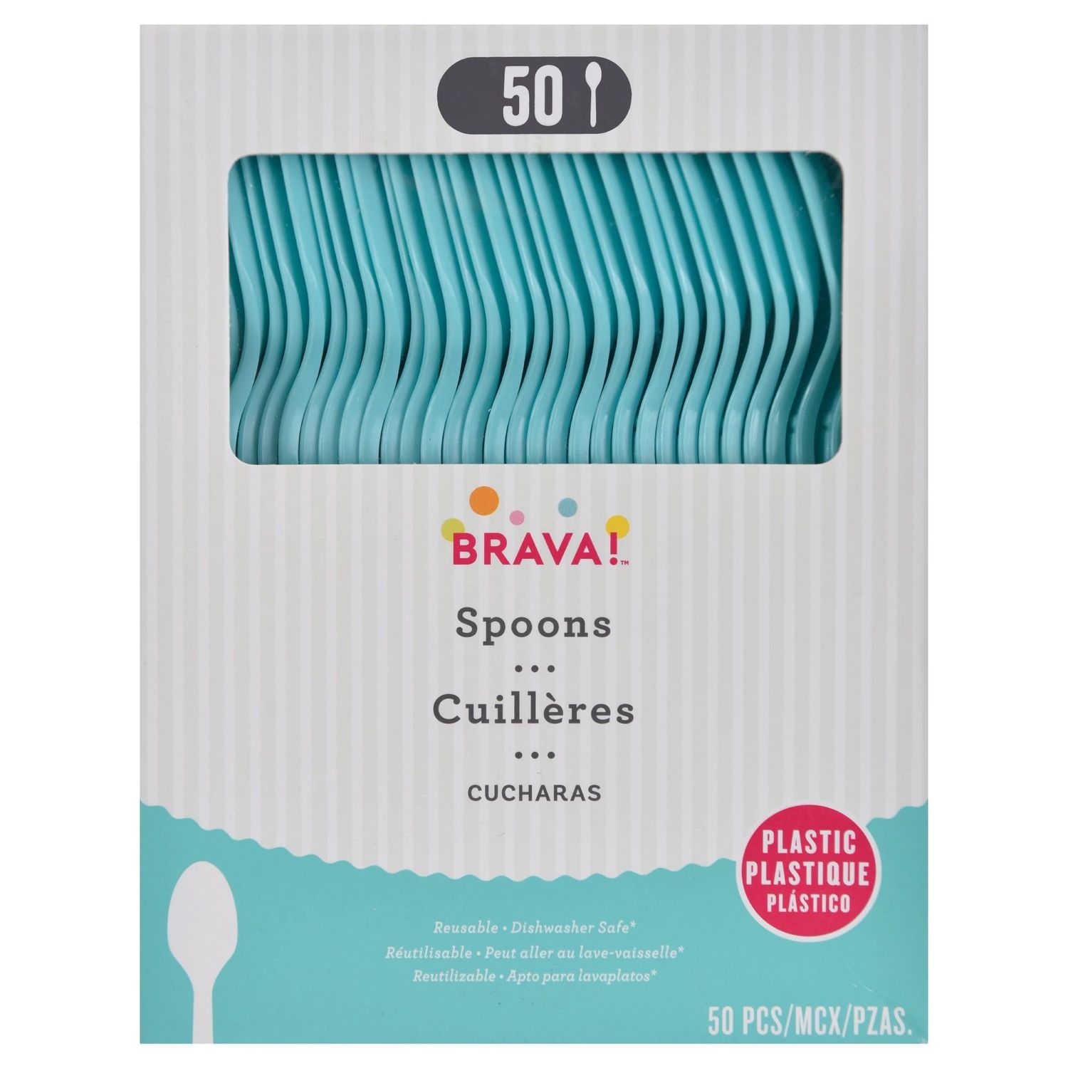 50ct Reusable Plastic Spoons - Robins Egg