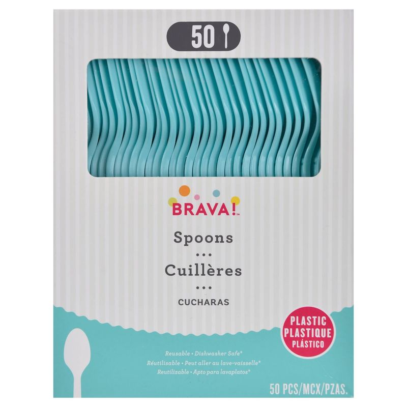 50ct Reusable Plastic Spoons - Robins Egg