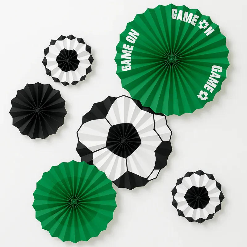 Soccer Paper Fan Decoration Set - 6 Count