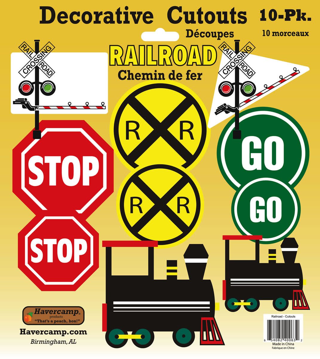 10CT CUTOUTS RAILROAD CROSSING