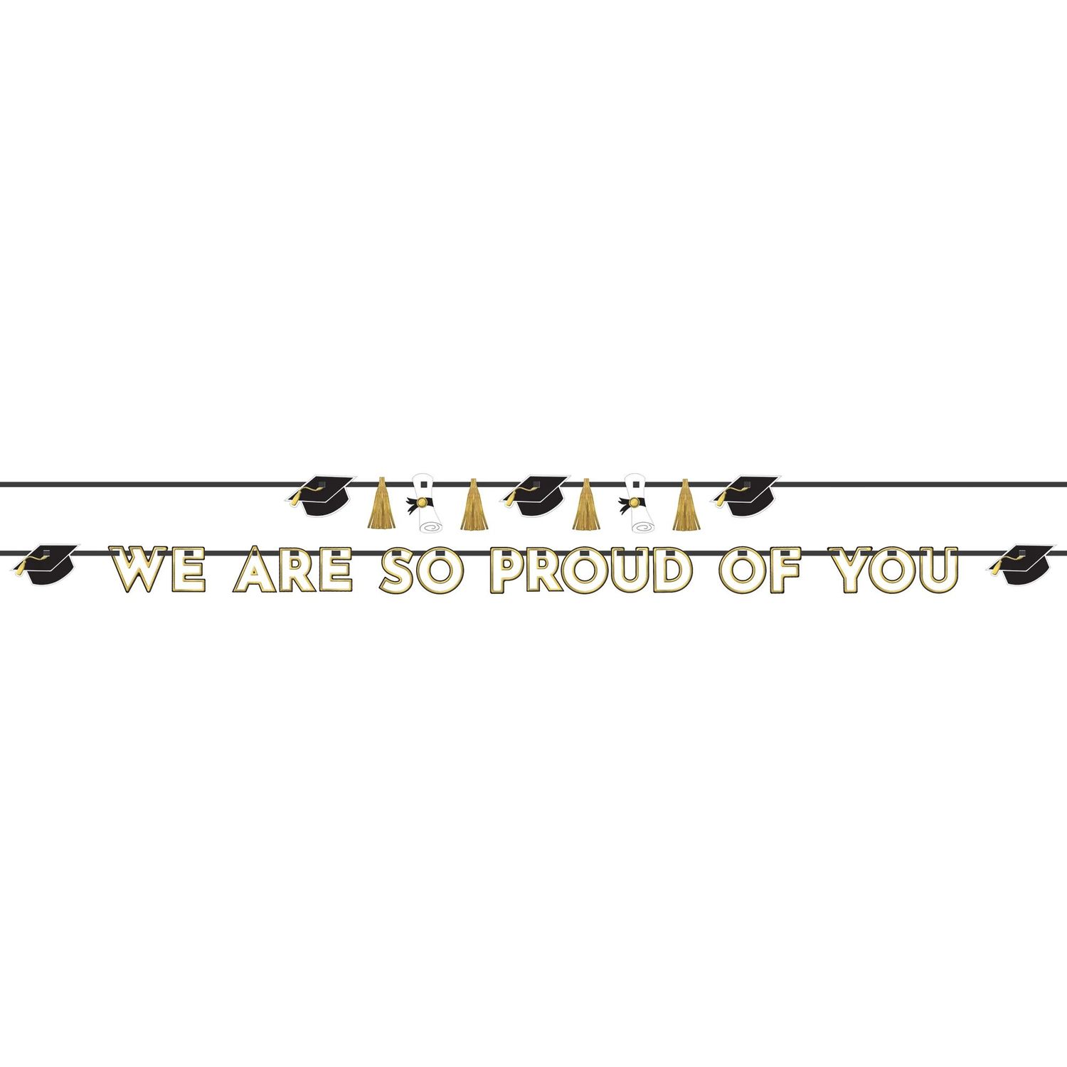 ​We Are So Proud Of You Letter Banner Kit - Black, White, Gold