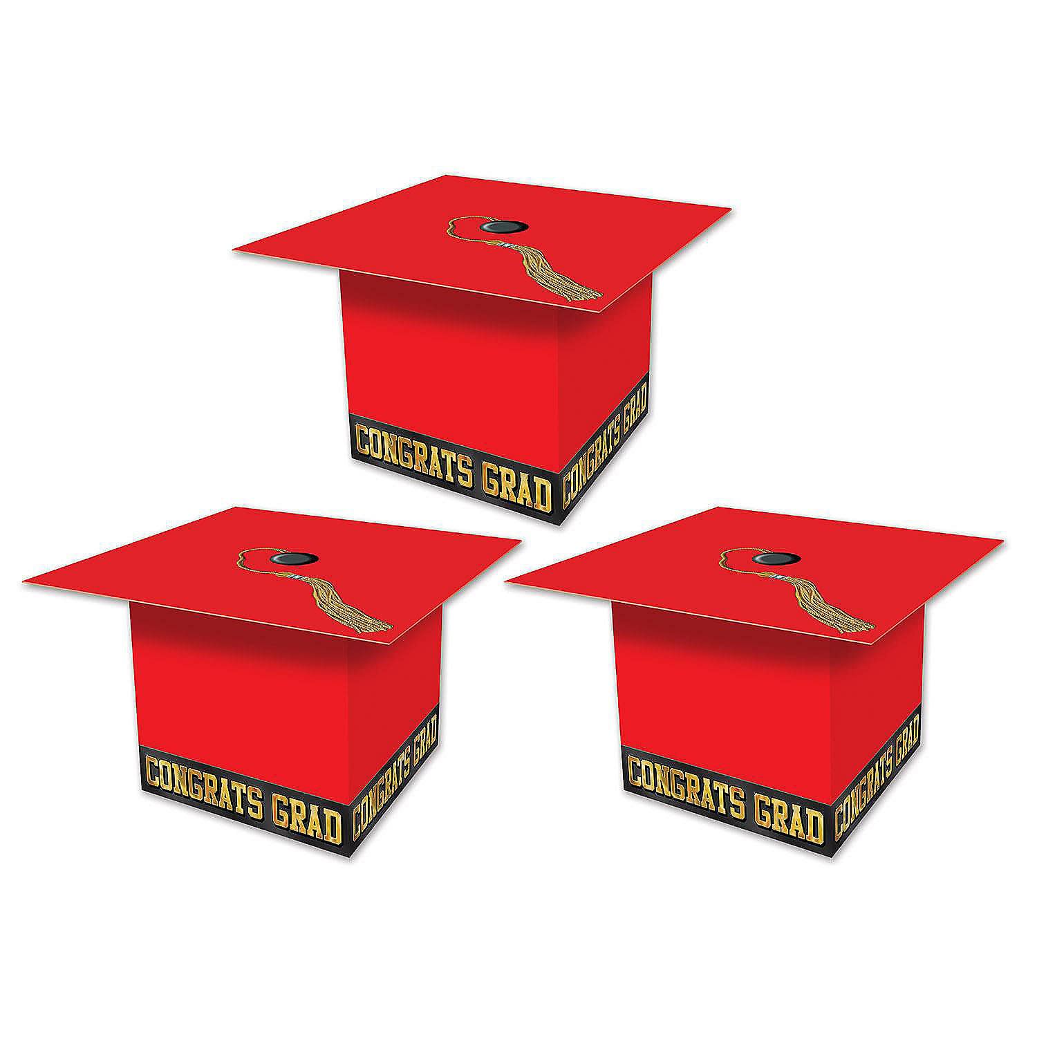 3CT BOXES GRAD CAP RED