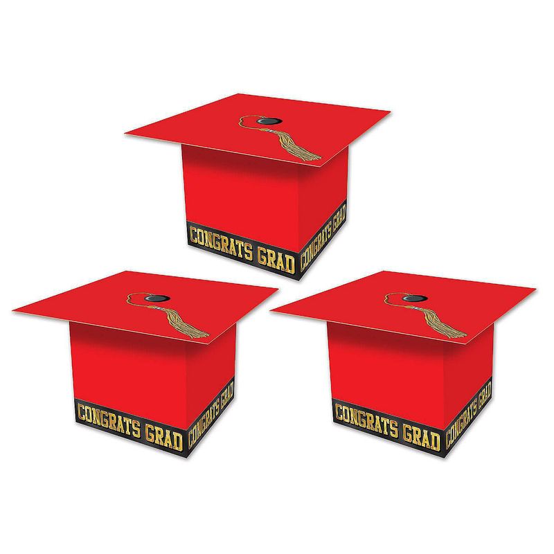 3CT BOXES GRAD CAP RED
